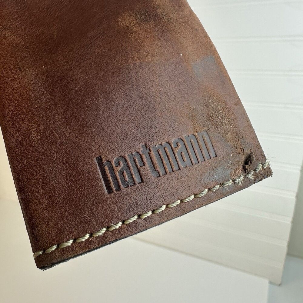 Hartmann Brown Leather Luggage Suitcase ID Tag Double Snap Closure - Picture 3 of 9